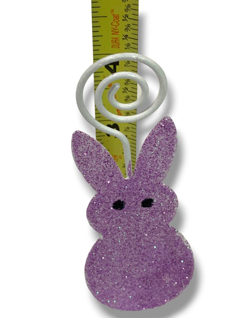 Glitter Bunny Place Card Photo Holder Box of 3 New Blue Purple Pink 4.5"