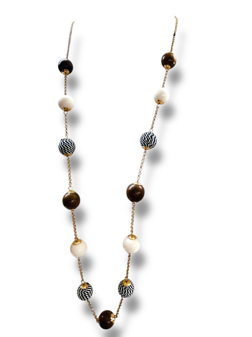 Lovisa New Goldtone Chain Beaded Necklace Boho No Clasp Overhead
