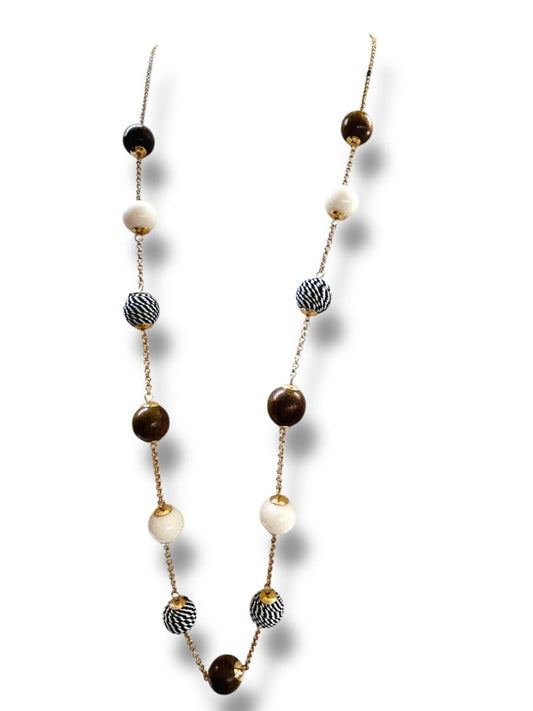 Lovisa New Goldtone Chain Beaded Necklace Boho No Clasp Overhead
