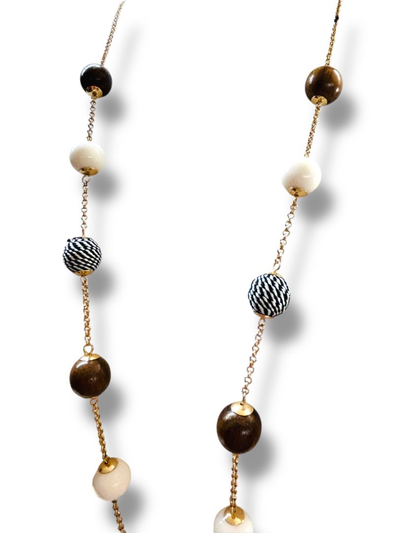 Lovisa New Goldtone Chain Beaded Necklace Boho No Clasp Overhead