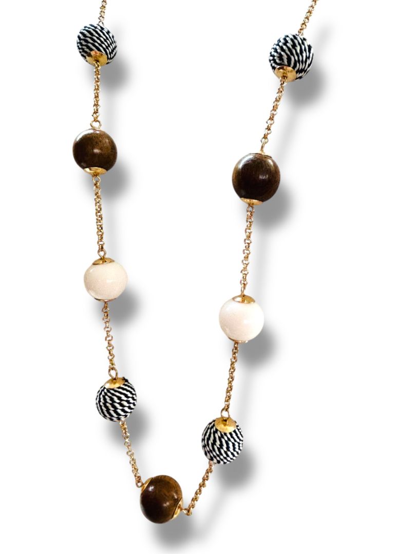 Lovisa New Goldtone Chain Beaded Necklace Boho No Clasp Overhead