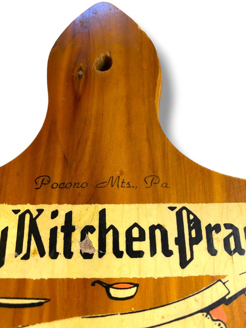 My Kitchen Prayer Vintage Wall Hanging Plaque Pocono Mts PA 9.5" x 5"