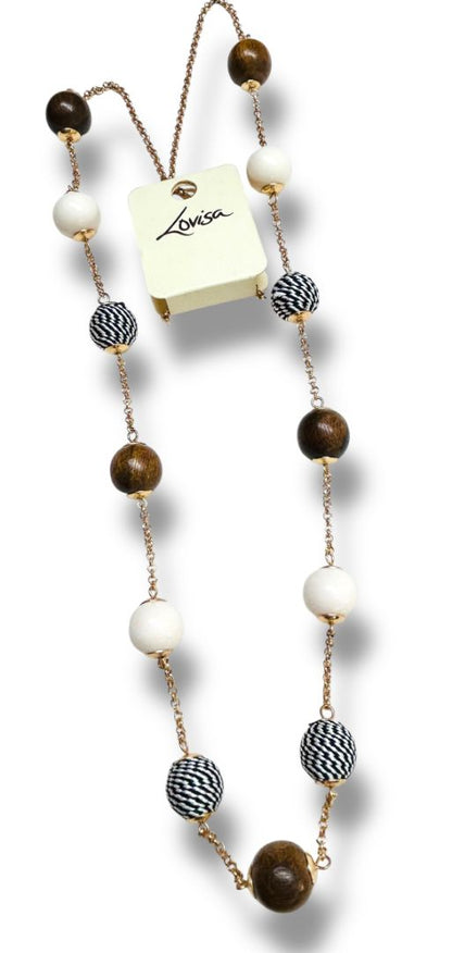 Lovisa New Goldtone Chain Beaded Necklace Boho No Clasp Overhead