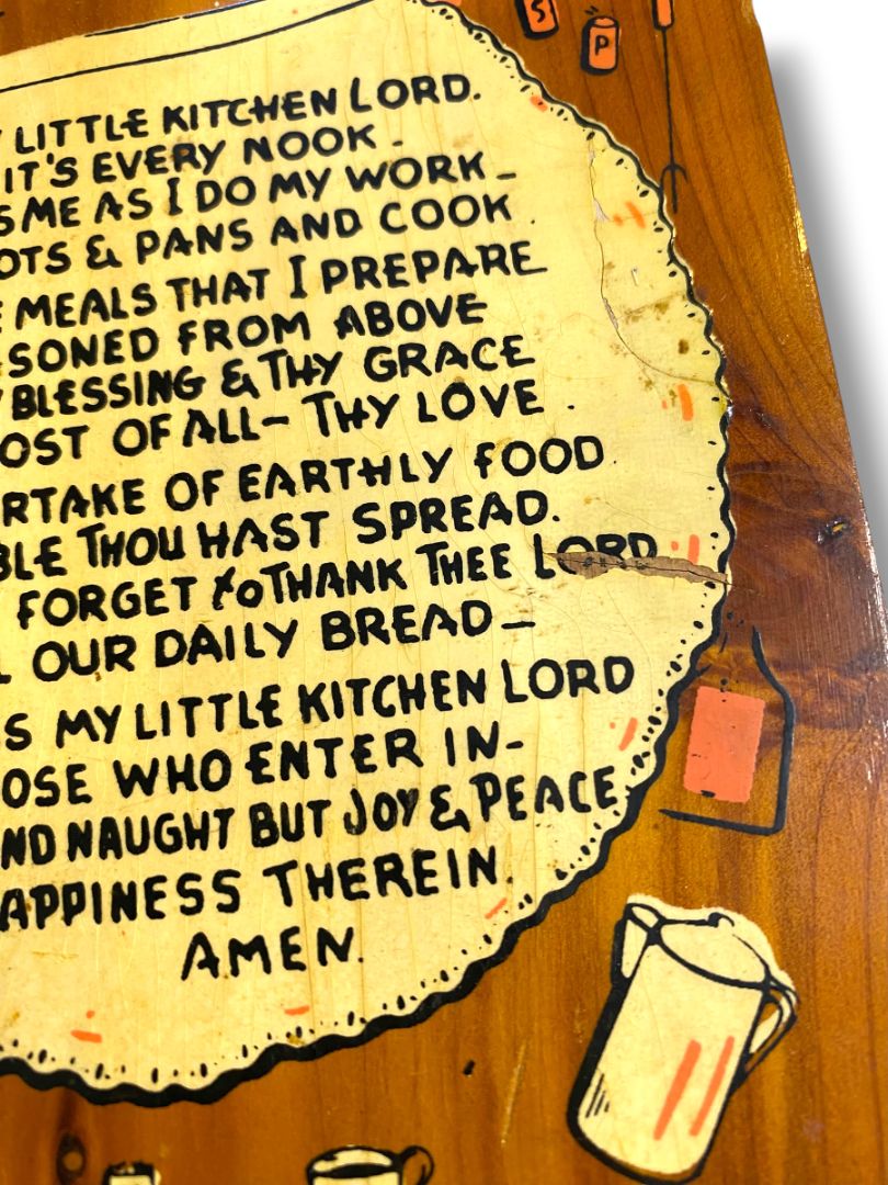 My Kitchen Prayer Vintage Wall Hanging Plaque Pocono Mts PA 9.5" x 5"