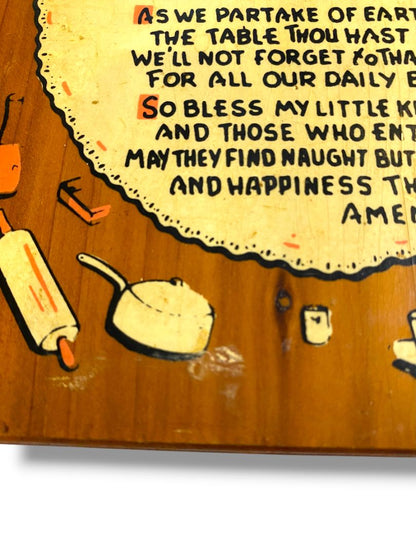 My Kitchen Prayer Vintage Wall Hanging Plaque Pocono Mts PA 9.5" x 5"