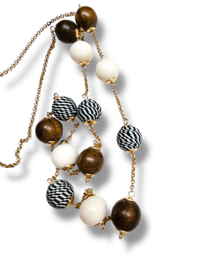 Lovisa New Goldtone Chain Beaded Necklace Boho No Clasp Overhead