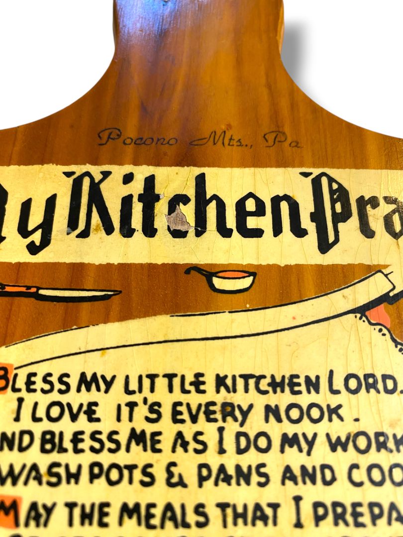 My Kitchen Prayer Vintage Wall Hanging Plaque Pocono Mts PA 9.5" x 5"