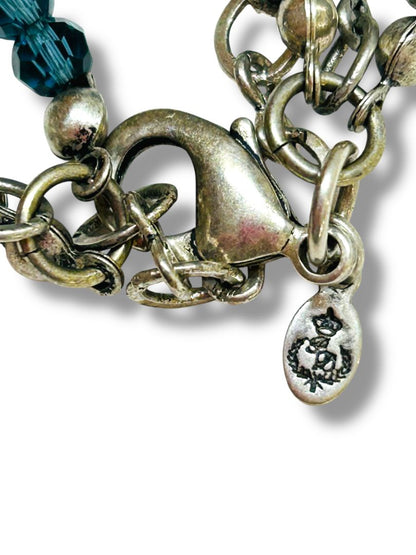Premier Designs Multistrand Necklace Blue Silvertone Beaded 15.5-19"