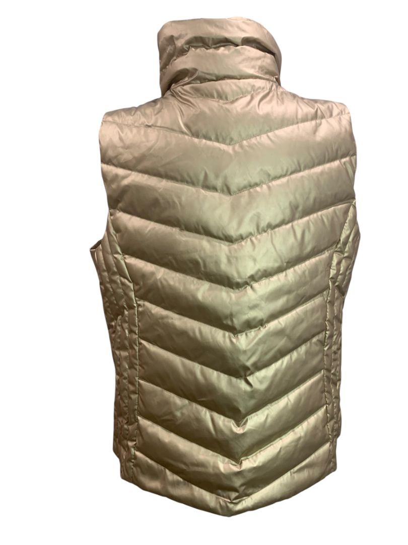 Size XL Talbots Womens Gold Full Zip Puffer Vest Quilted Down Fill Metallic