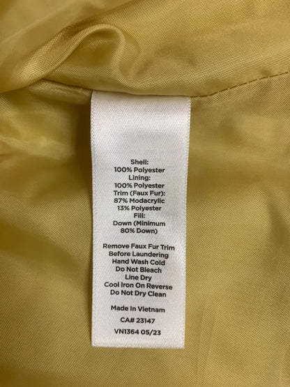 Size XL Talbots Womens Gold Full Zip Puffer Vest Quilted Down Fill Metallic