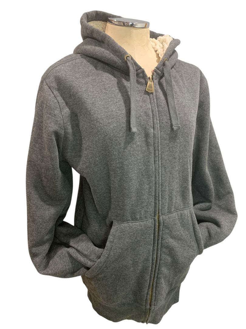 Large Weatherproof Womens Gray Fleece Lined Full Zip Hoodie Sweatshirt