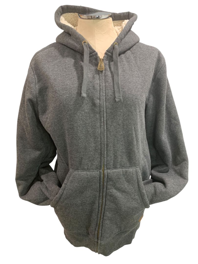 Large Weatherproof Womens Gray Fleece Lined Full Zip Hoodie Sweatshirt