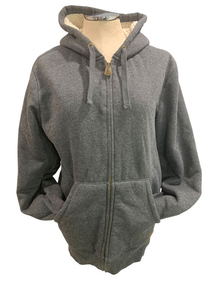 Large Weatherproof Womens Gray Fleece Lined Full Zip Hoodie Sweatshirt