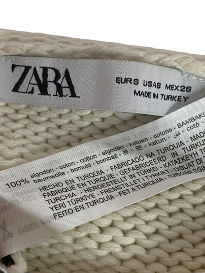 Small Zara Womens Cream Navy Blue Striped Rollneck Weekend Sweater