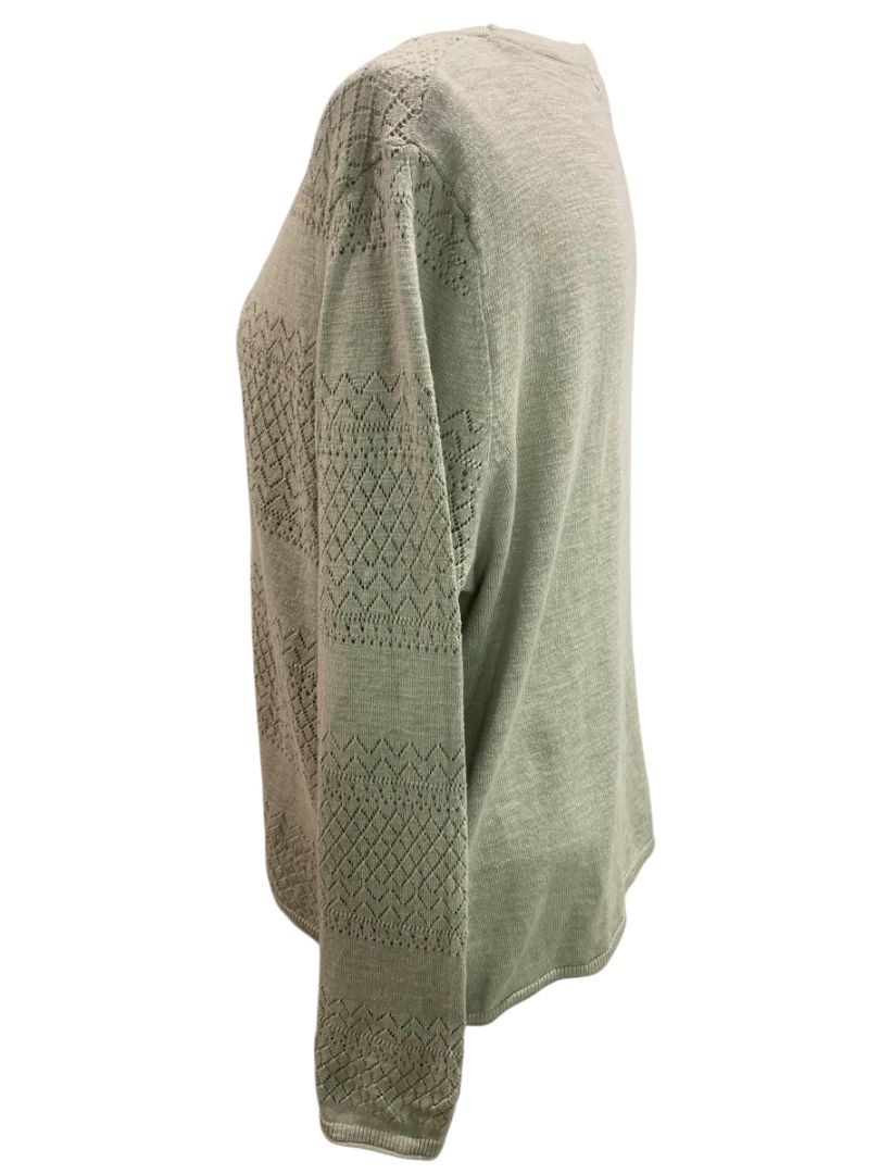 Size XL Frye Womens Sage Green Lightweight Patterned Knit Cardigan