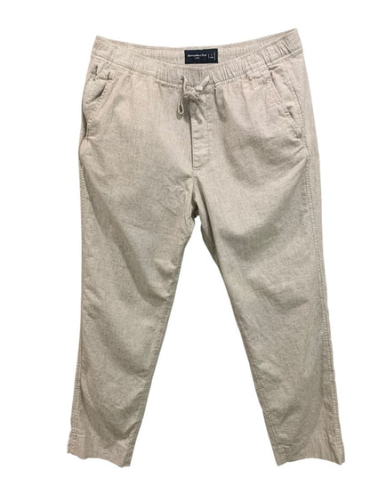 Large Long Abercrombie & Fitch Womens Loose Fit Linen Blend Pull On Pants Pockets