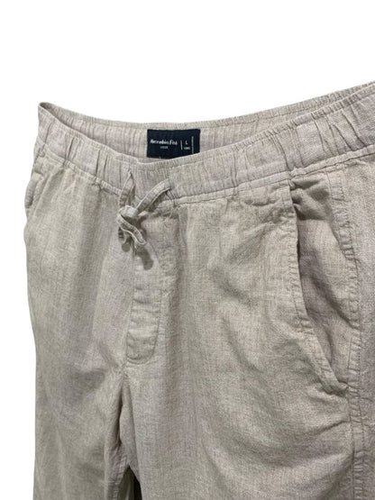 Large Long Abercrombie & Fitch Womens Loose Fit Linen Blend Pull On Pants Pockets