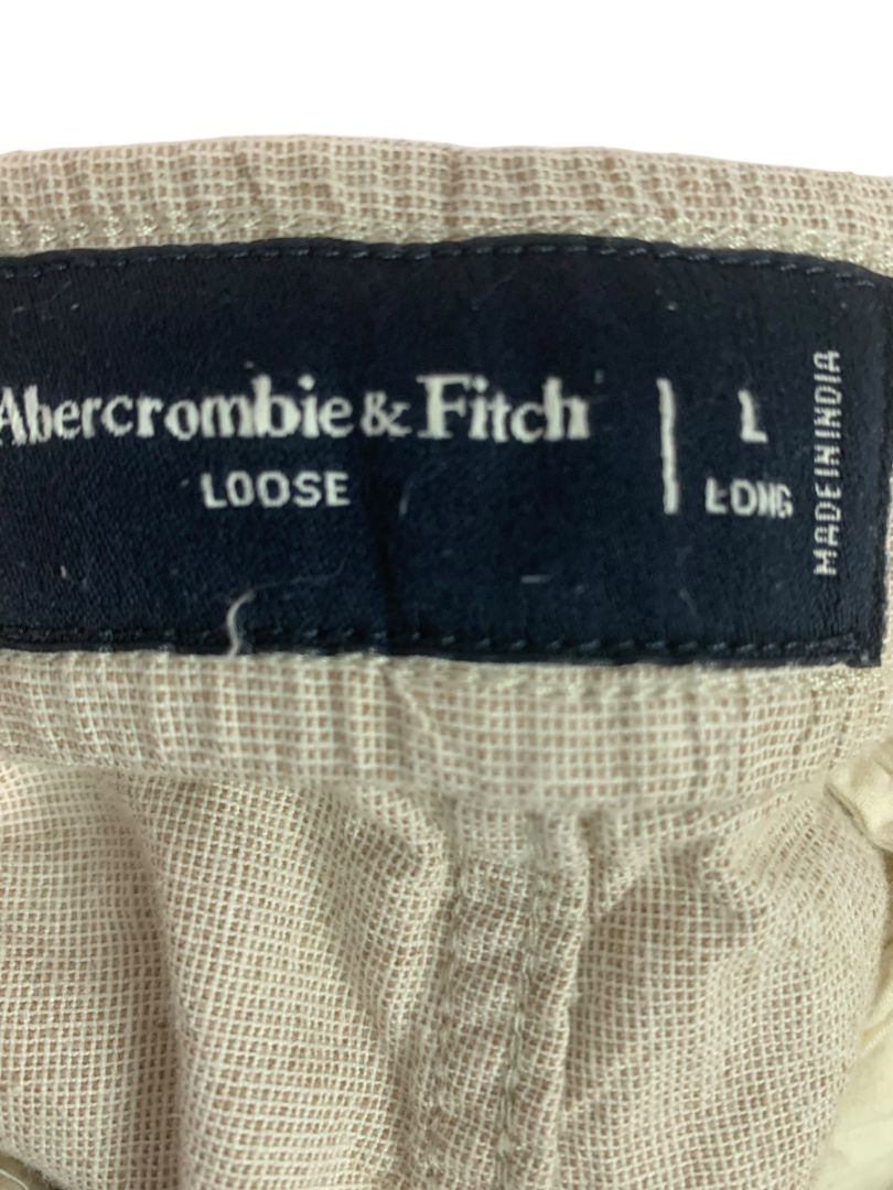 Large Long Abercrombie & Fitch Womens Loose Fit Linen Blend Pull On Pants Pockets