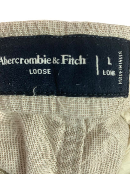 Large Long Abercrombie & Fitch Womens Loose Fit Linen Blend Pull On Pants Pockets