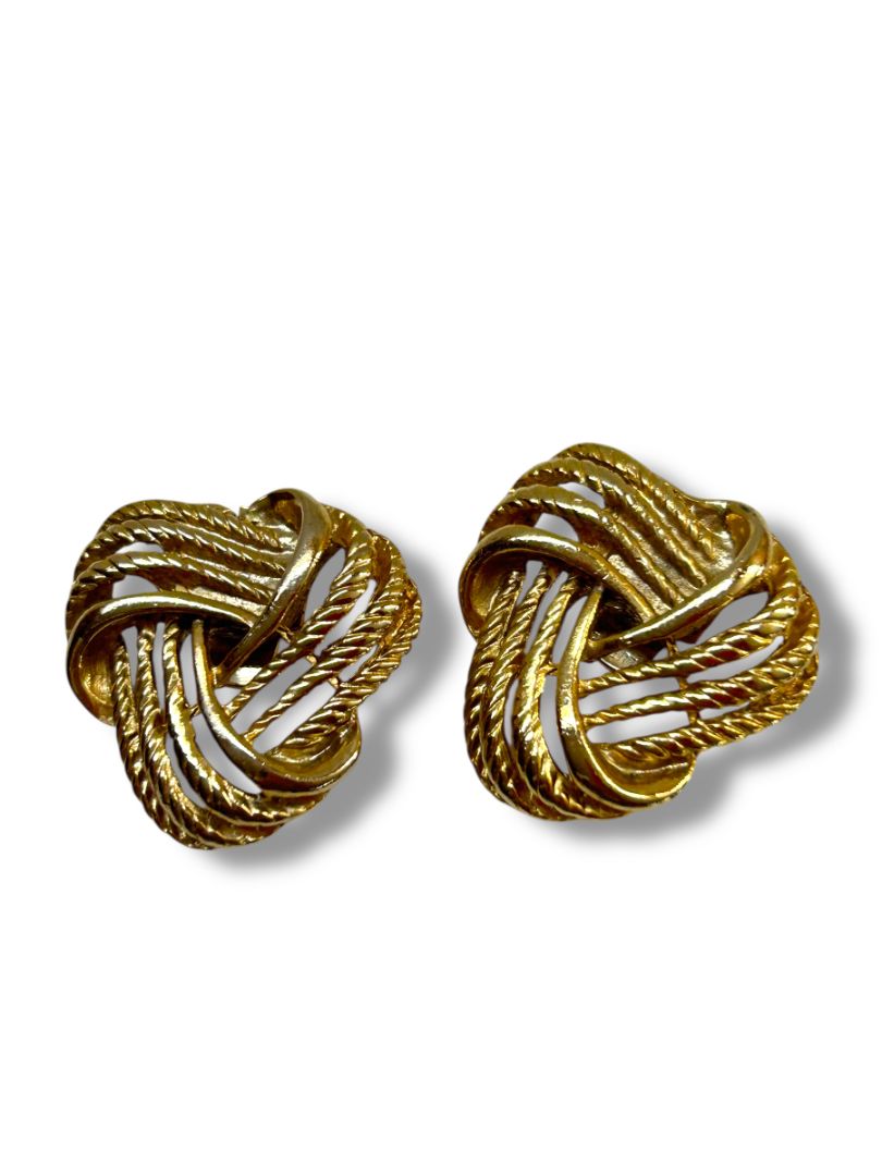 Vintage Goldtone Knot Shoe Clips 1.25" Textured Accessories