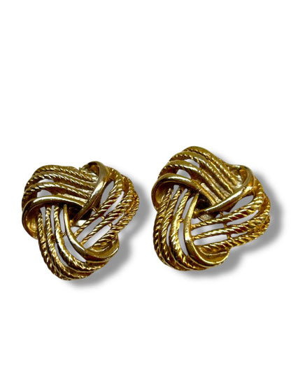 Vintage Goldtone Knot Shoe Clips 1.25" Textured Accessories