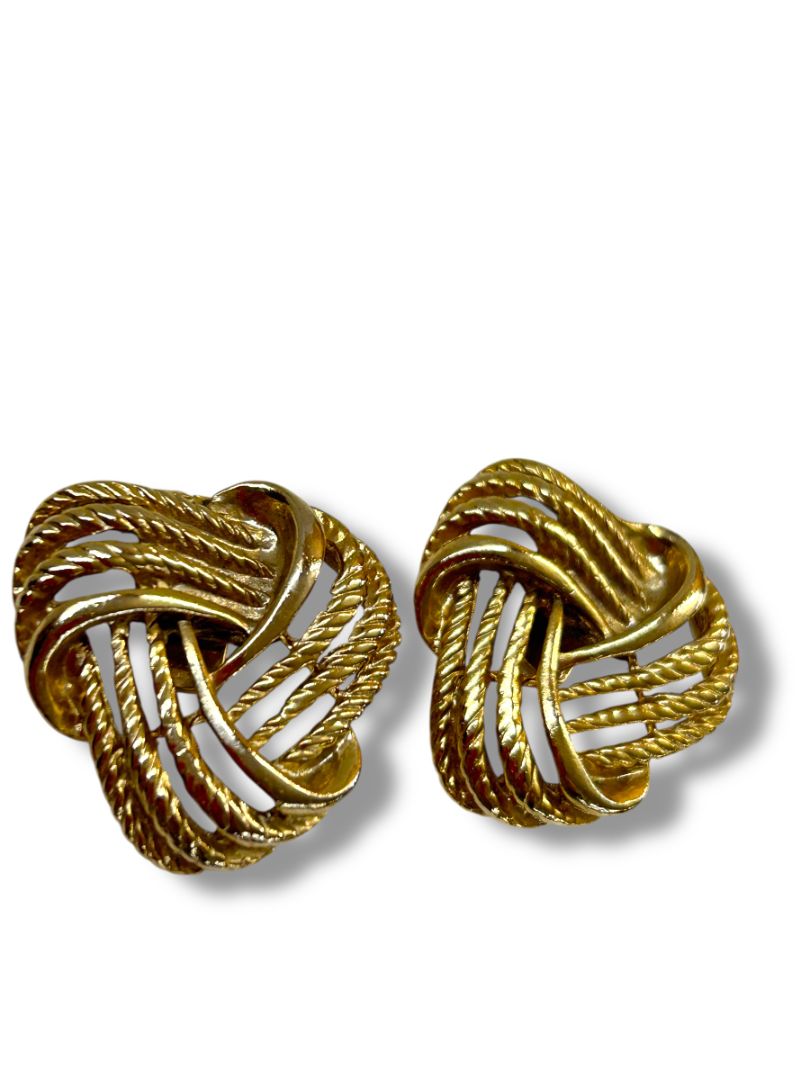 Vintage Goldtone Knot Shoe Clips 1.25" Textured Accessories