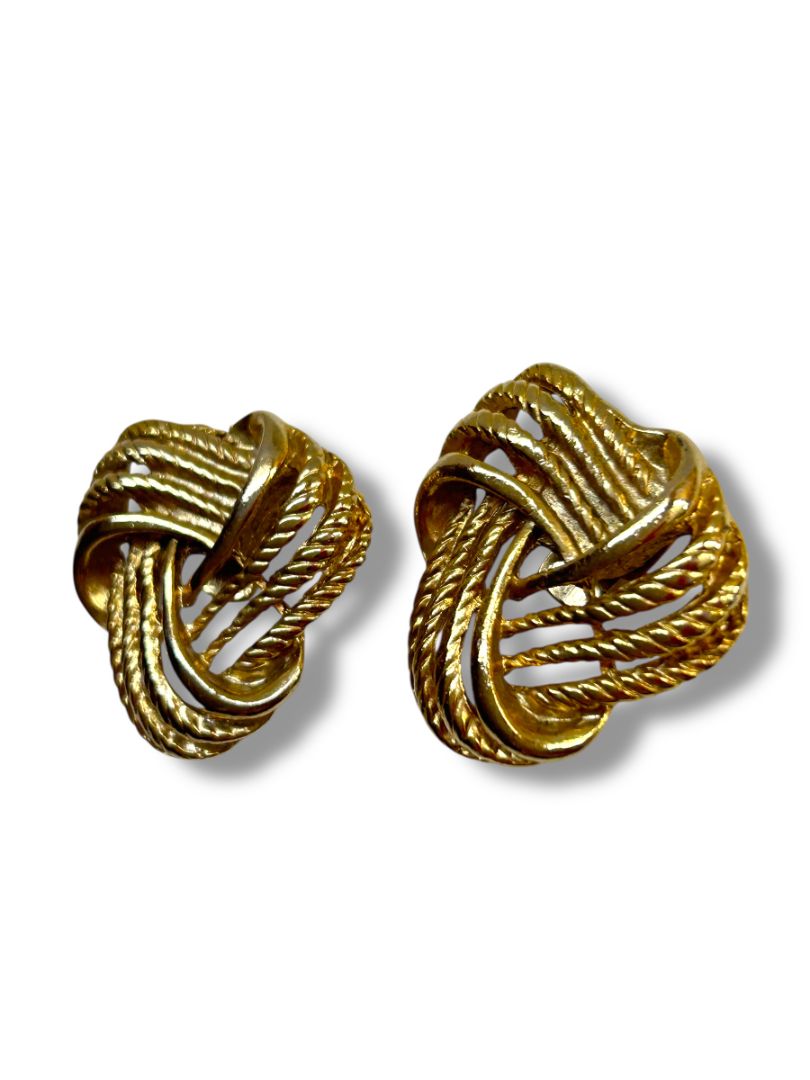 Vintage Goldtone Knot Shoe Clips 1.25" Textured Accessories