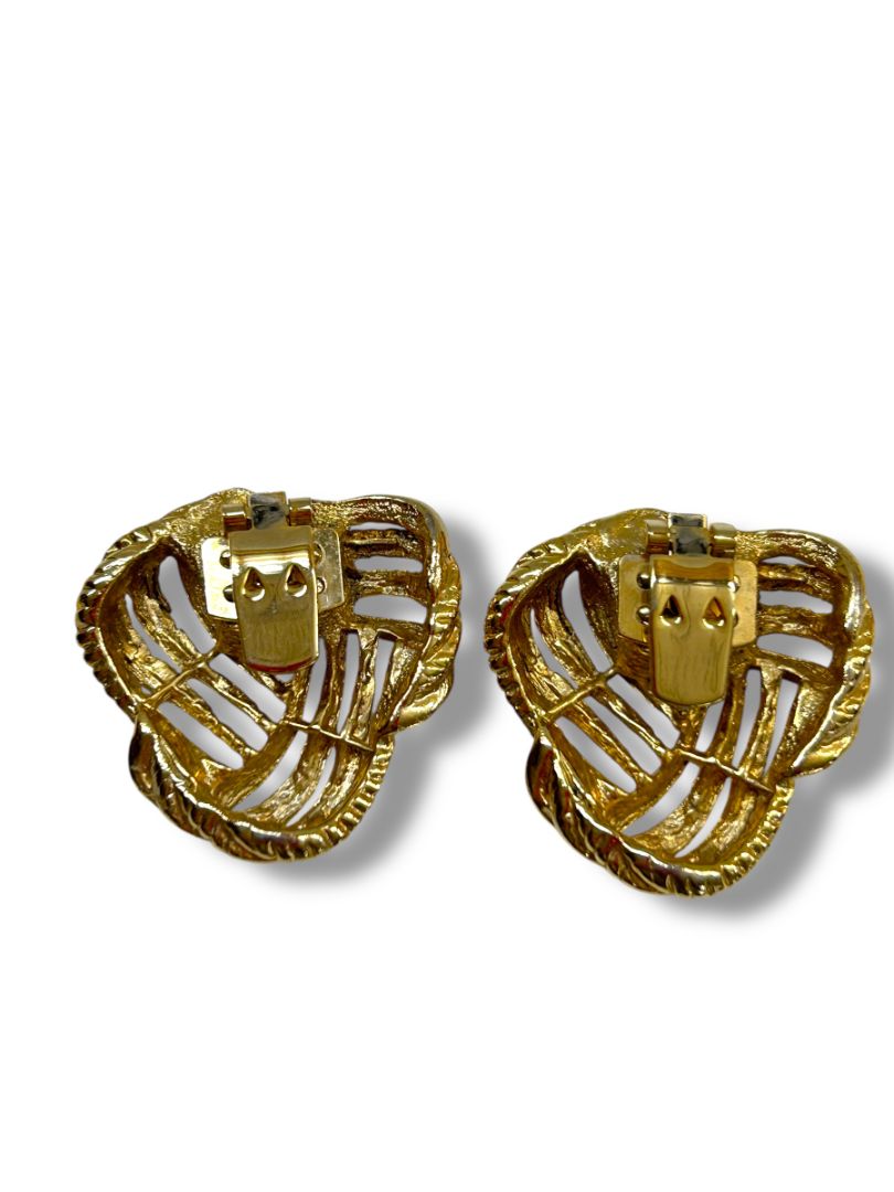 Vintage Goldtone Knot Shoe Clips 1.25" Textured Accessories