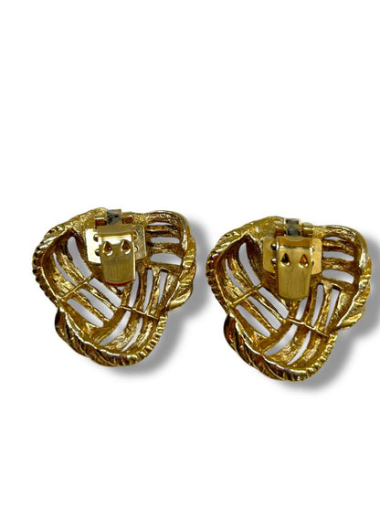 Vintage Goldtone Knot Shoe Clips 1.25" Textured Accessories