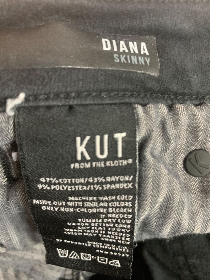 Size 6 Kut Womens Black Diana Skinny Jeans Denim 31.5" Inseam