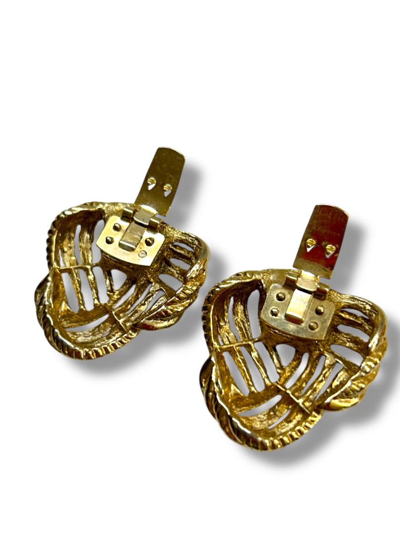 Vintage Goldtone Knot Shoe Clips 1.25" Textured Accessories