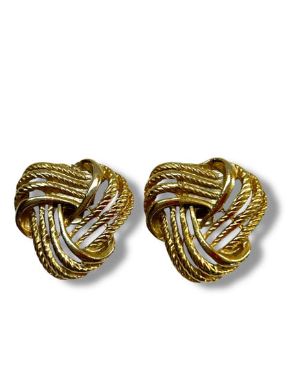 Vintage Goldtone Knot Shoe Clips 1.25" Textured Accessories