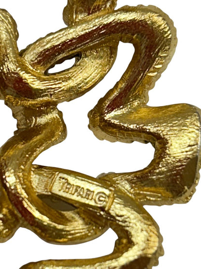 Signed Trifari Vintage Goldtone Brooch Pin Ribbon Wreath 2"