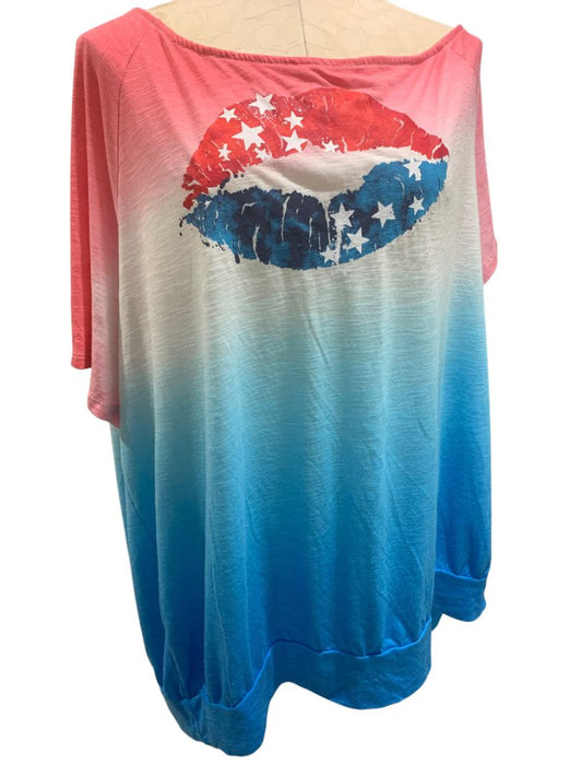 Size 3X Torrid Womens Plus Size Patriotic Lips USA Tshirt Short Sleeve