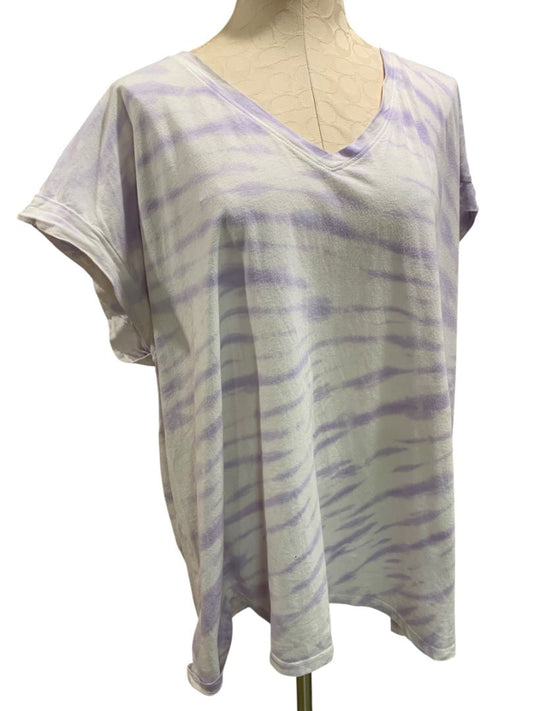 Size 3X Ava & Viv Womens Plus Size V-Neck Tshirt Lavender White Tie Dye