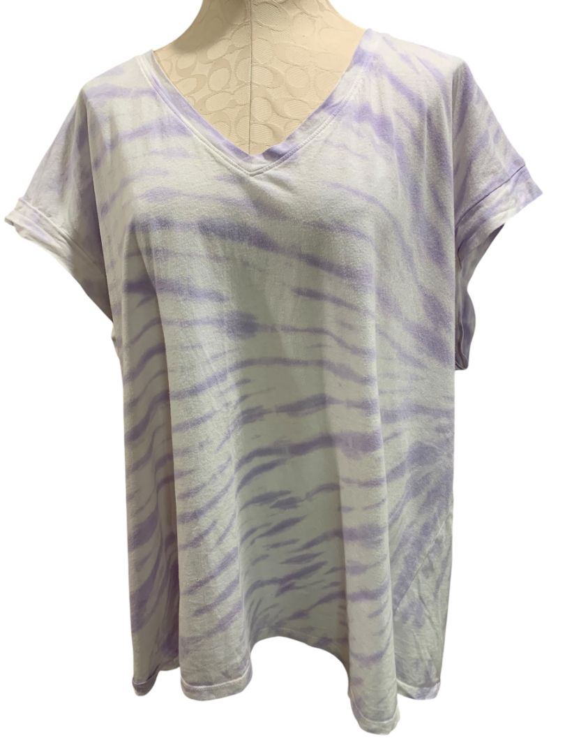 Size 3X Ava & Viv Womens Plus Size V-Neck Tshirt Lavender White Tie Dye