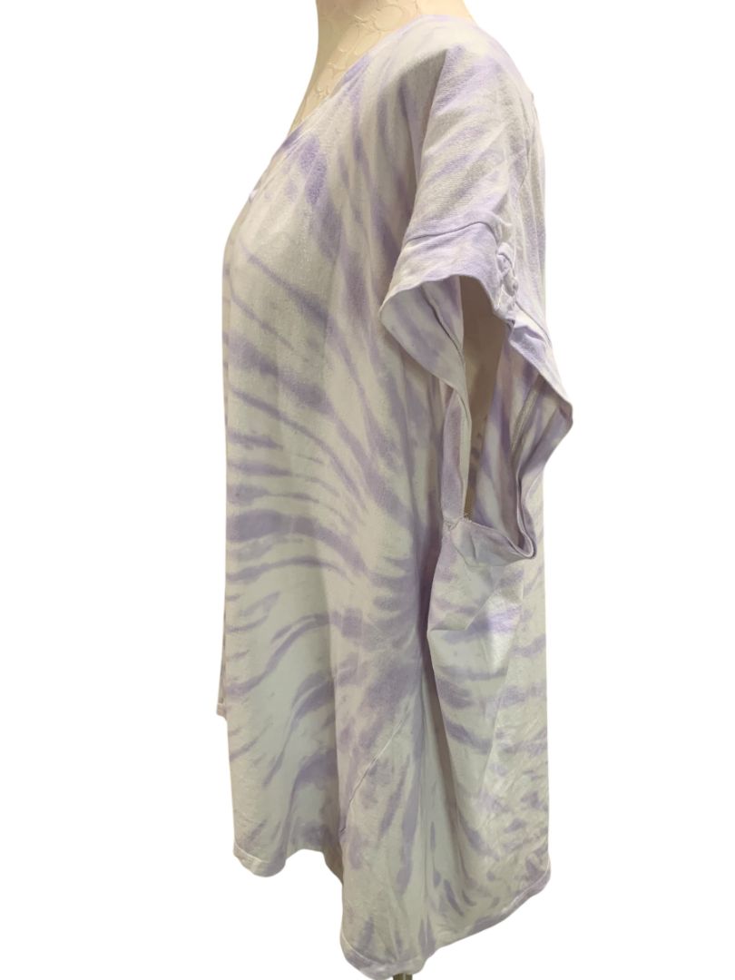 Size 3X Ava & Viv Womens Plus Size V-Neck Tshirt Lavender White Tie Dye