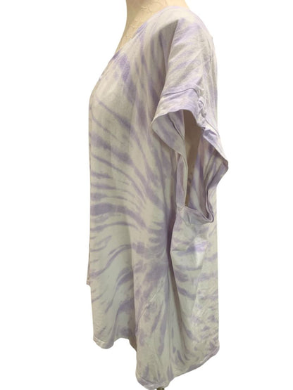 Size 3X Ava & Viv Womens Plus Size V-Neck Tshirt Lavender White Tie Dye