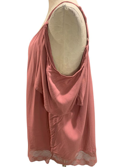Size 3X Torrid Womens Plus Size Dark Pink Cold Shoulder Blouse V-Neck Shirt
