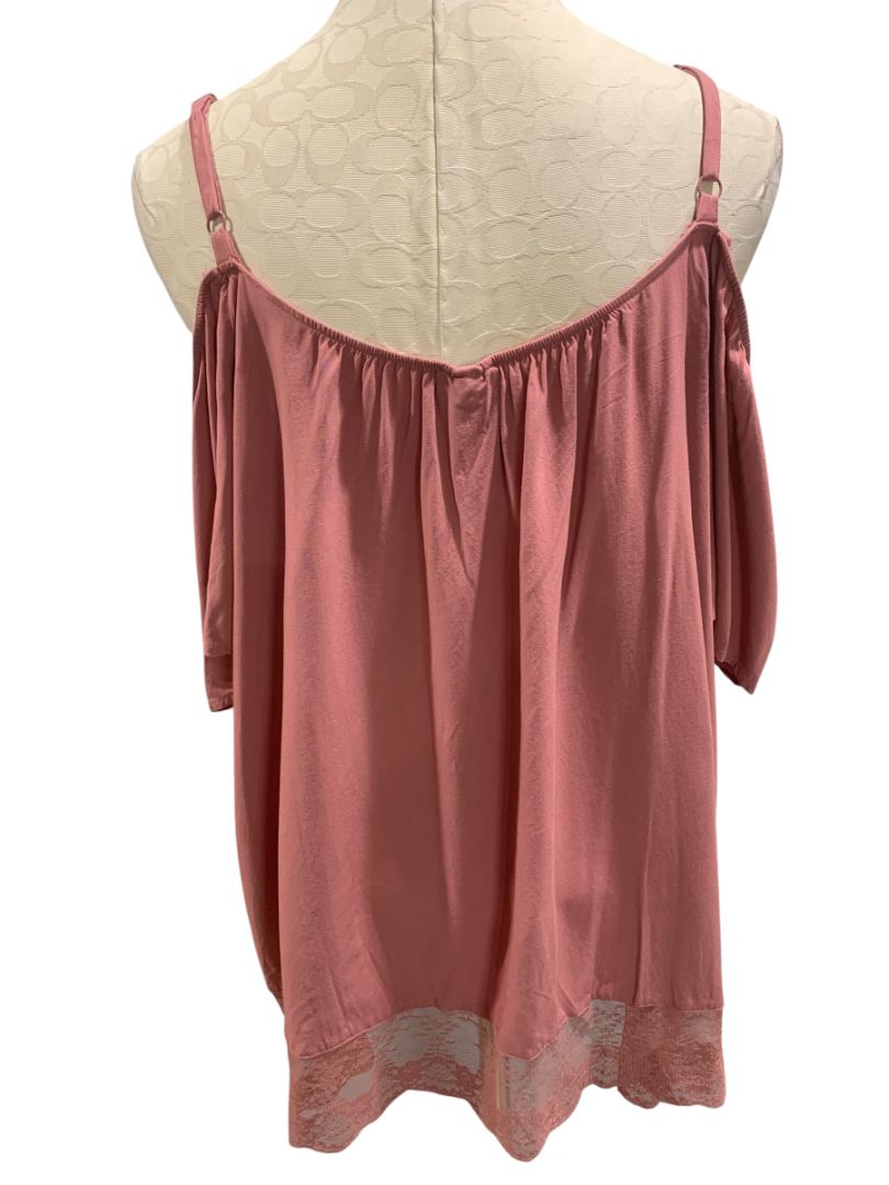 Size 3X Torrid Womens Plus Size Dark Pink Cold Shoulder Blouse V-Neck Shirt