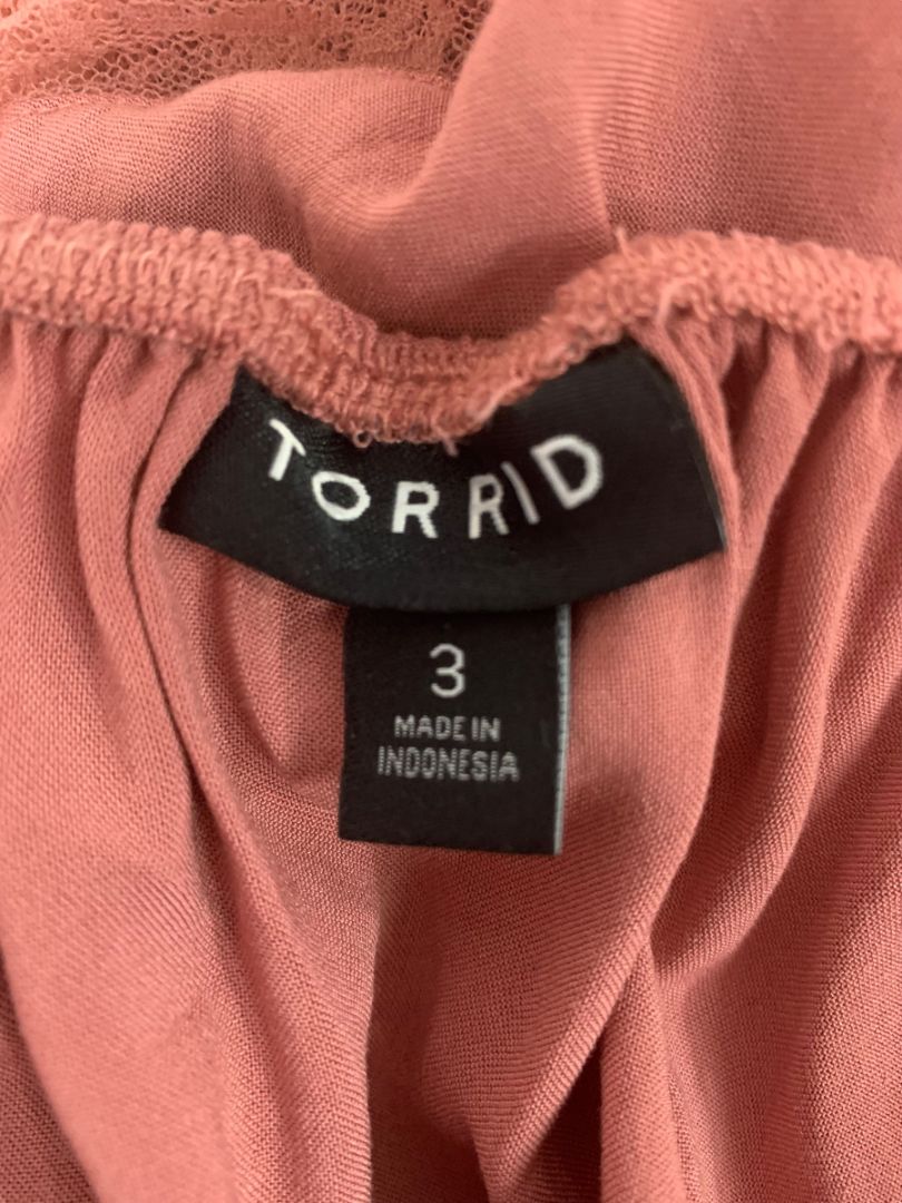 Size 3X Torrid Womens Plus Size Dark Pink Cold Shoulder Blouse V-Neck Shirt
