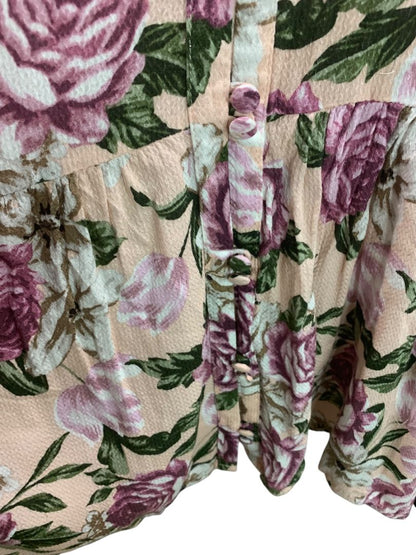 Size 3X Torrid Womens Plus Size Rose Print Cold Shoulder Blouse V-Neck Shirt