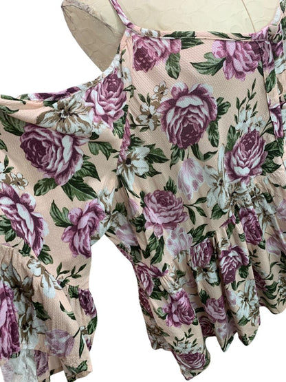 Size 3X Torrid Womens Plus Size Rose Print Cold Shoulder Blouse V-Neck Shirt