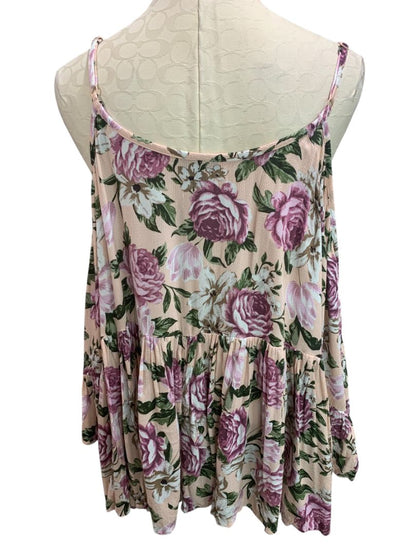 Size 3X Torrid Womens Plus Size Rose Print Cold Shoulder Blouse V-Neck Shirt