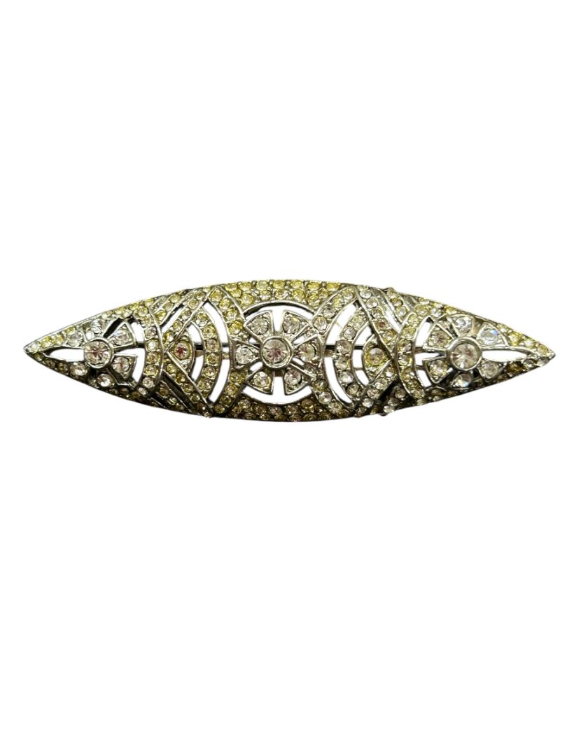 Vintage Signed Avante Silvertone Brooch Pin Openwork 2.75" Art Deco Style