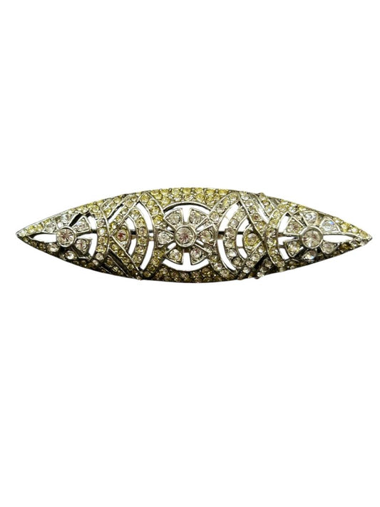Vintage Signed Avante Silvertone Brooch Pin Openwork 2.75" Art Deco Style