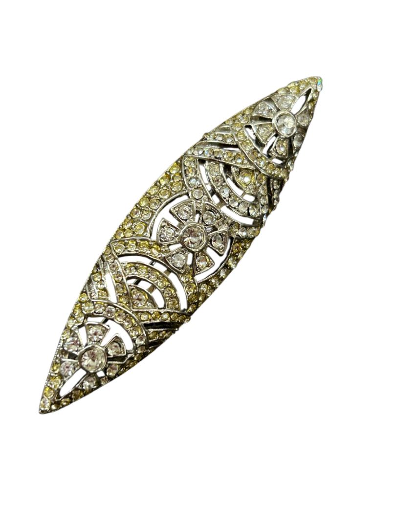 Vintage Signed Avante Silvertone Brooch Pin Openwork 2.75" Art Deco Style