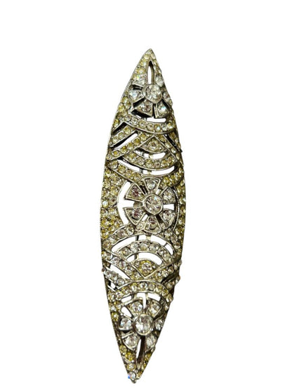 Vintage Signed Avante Silvertone Brooch Pin Openwork 2.75" Art Deco Style