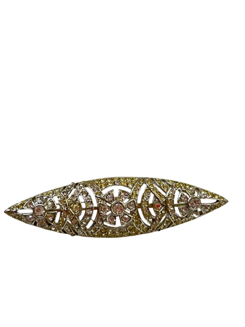 Vintage Signed Avante Silvertone Brooch Pin Openwork 2.75" Art Deco Style