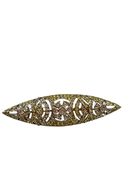 Vintage Signed Avante Silvertone Brooch Pin Openwork 2.75" Art Deco Style